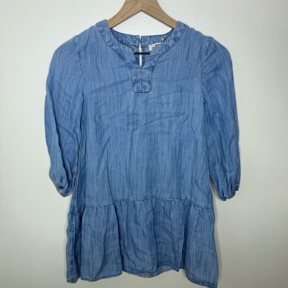 Vineyard Vines • Girls' Chambray Drop Waist Dress Size Medium 10-12